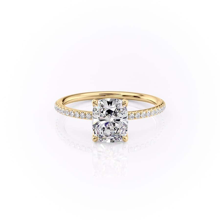 The Pave Ashley Set With A 2 Carat Elongated Cushion Lab Diamond