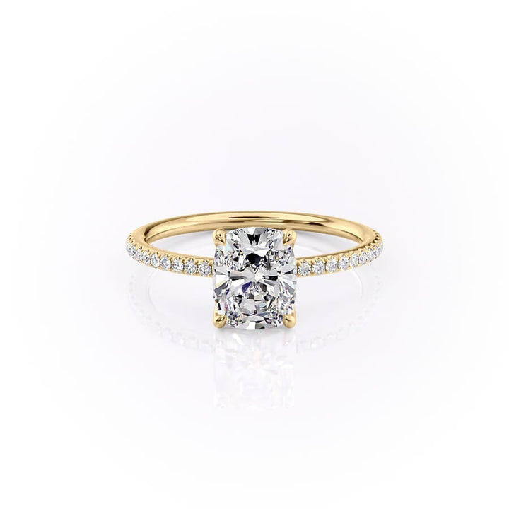 The Pave Ashley Set With A 2 Carat Elongated Cushion Lab Diamond