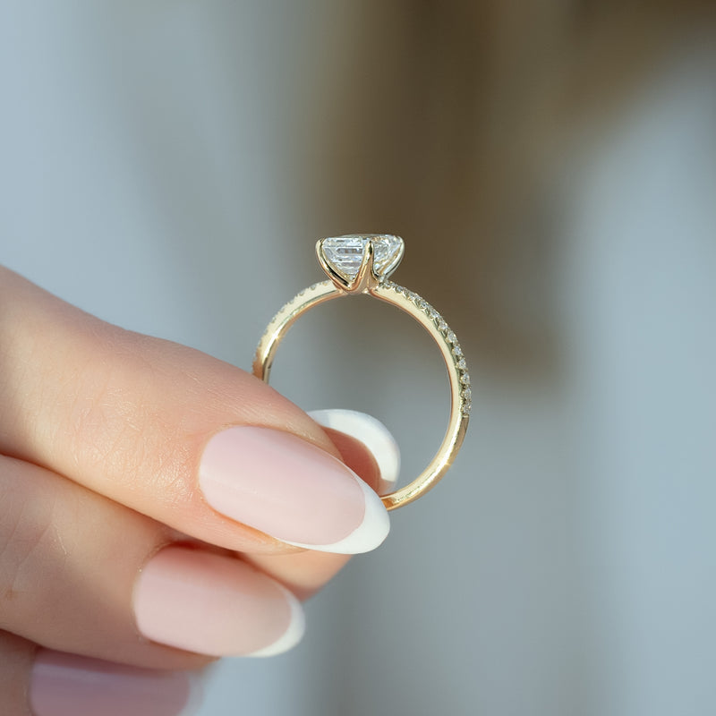 The Pave Ashley Set With A 2 Carat Emerald Lab Diamond