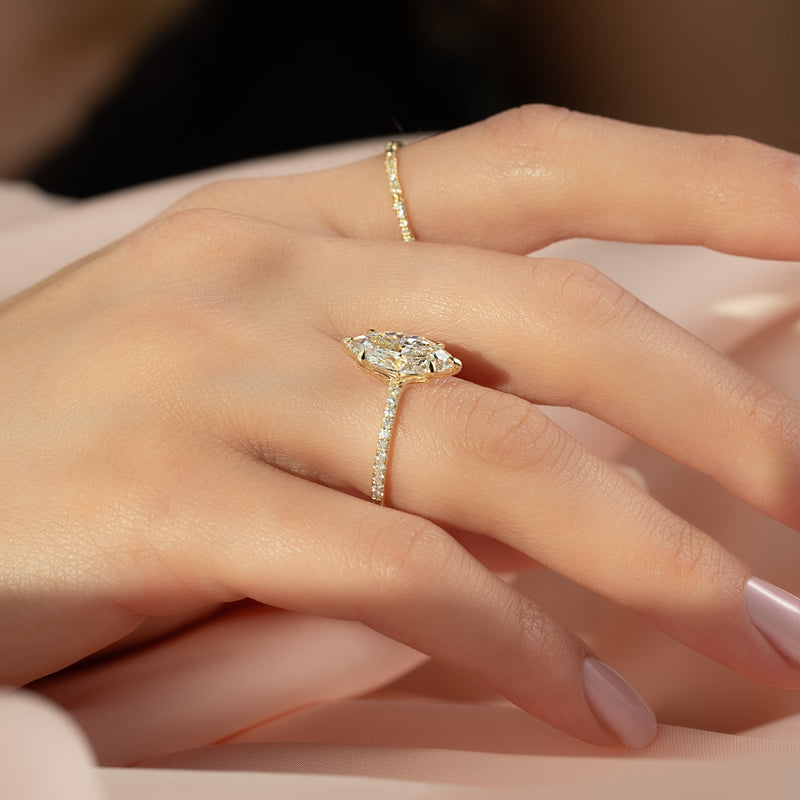 The Pave Ashley Set With A 2 Carat Marquise Lab Diamond