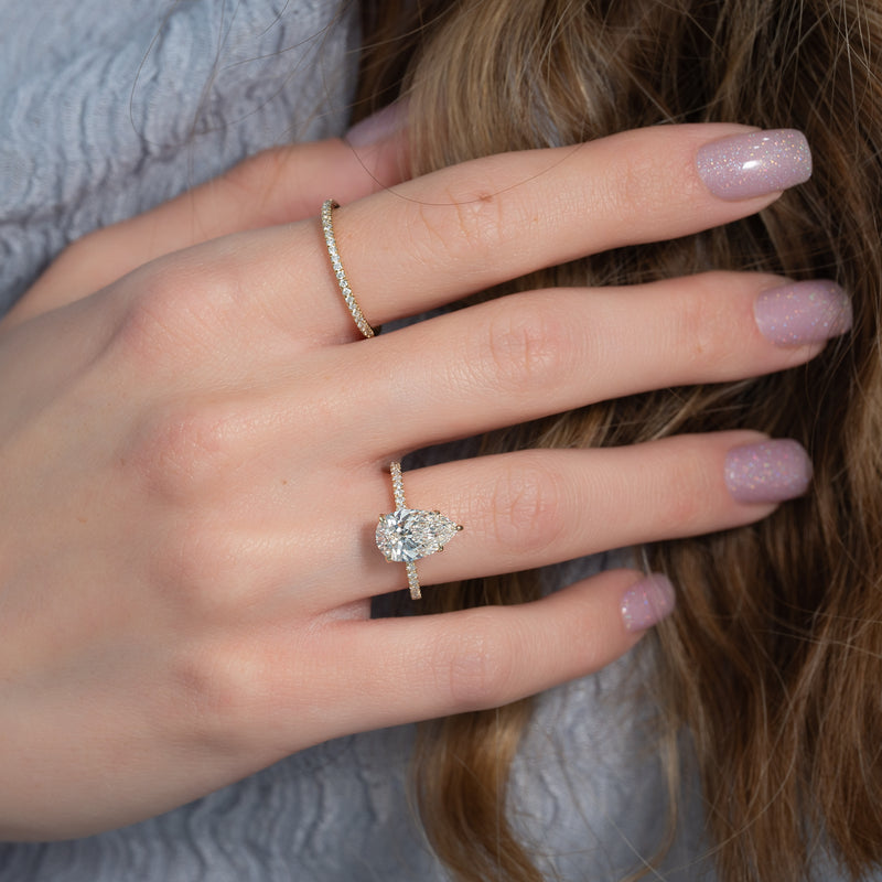 The Pave Ashley Set With A 2 Carat Pear Lab Diamond