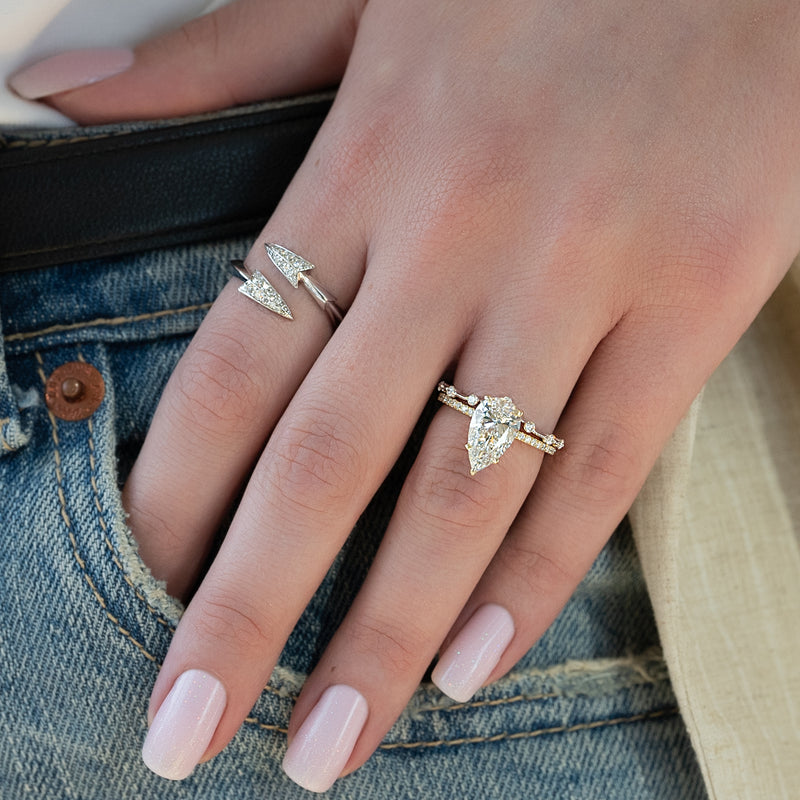 The Pave Ashley Set With A 2 Carat Pear Lab Diamond