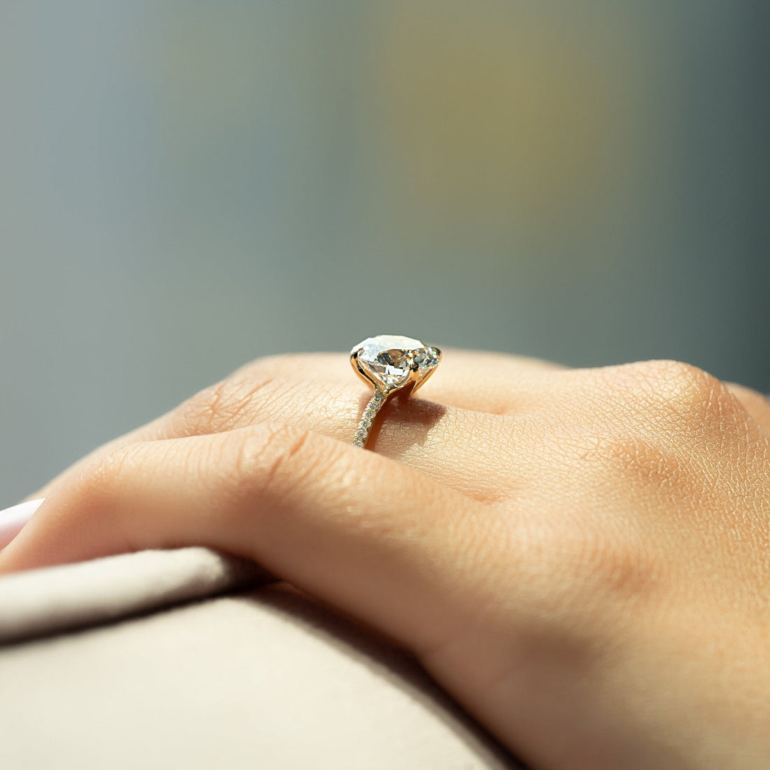 The Pave Ashley Set With A 2 Carat Round Lab Diamond