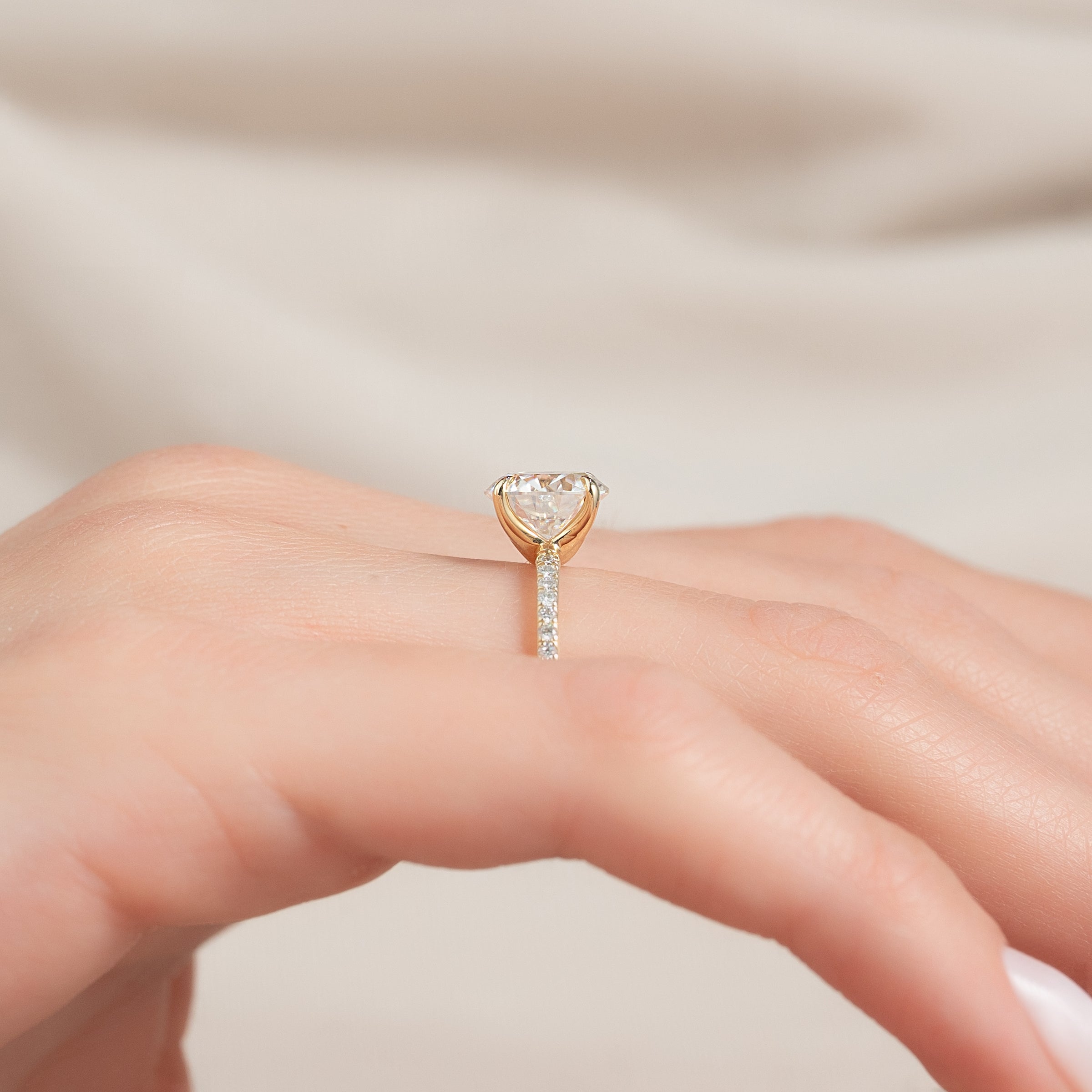 The Pave Ashley Set With A 2 Carat Round Lab Diamond