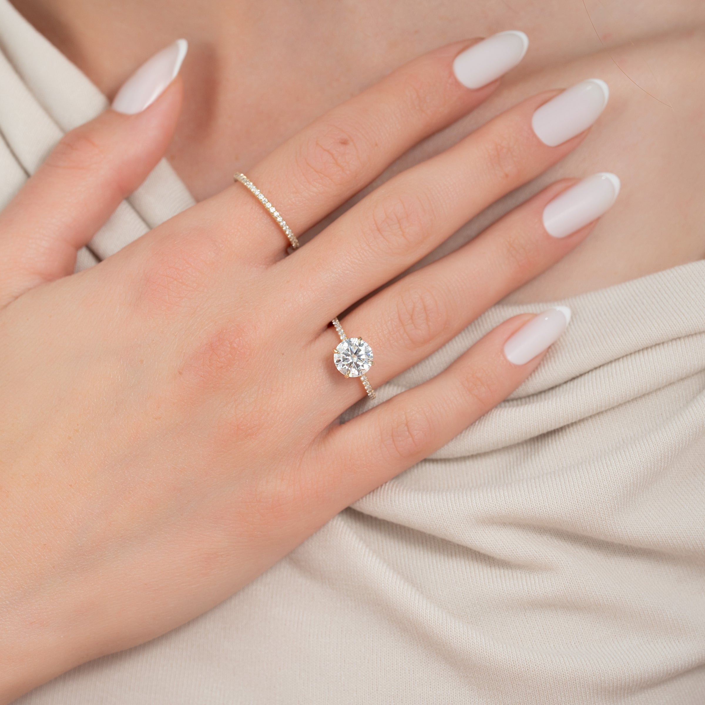 The Pave Ashley Set With A 2 Carat Round Lab Diamond