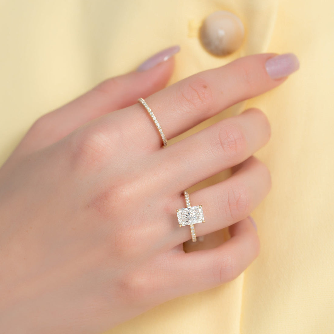 The Pave Ashley Set With A 2 Carat Radiant Lab Diamond