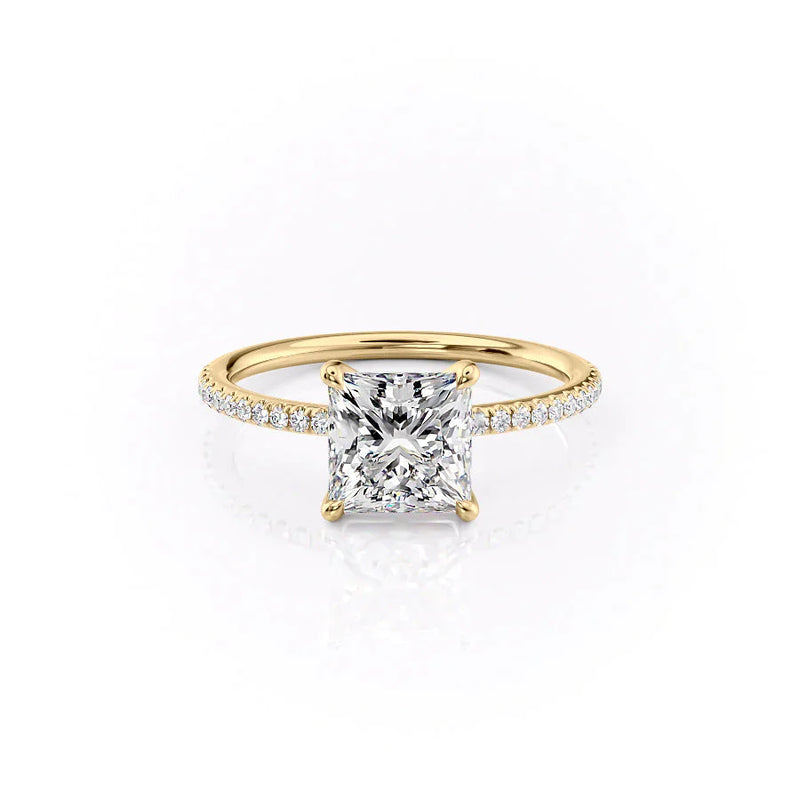 The Pave Ashley Set With A 2 Carat Princess Lab Diamond