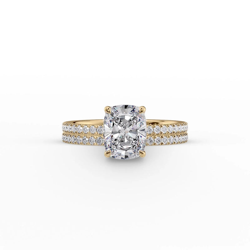 The Pave Eleanor Set With A 2 Carat Elongated Cushion Lab Diamond