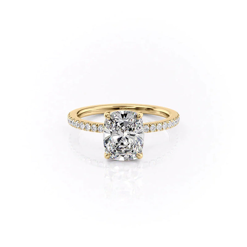 The Pave Eleanor Set With A 2 Carat Elongated Cushion Lab Diamond