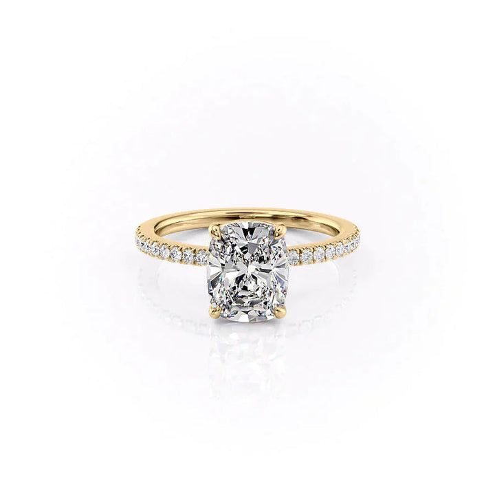 The Pave Eleanor Set With A 2 Carat Elongated Cushion Lab Diamond
