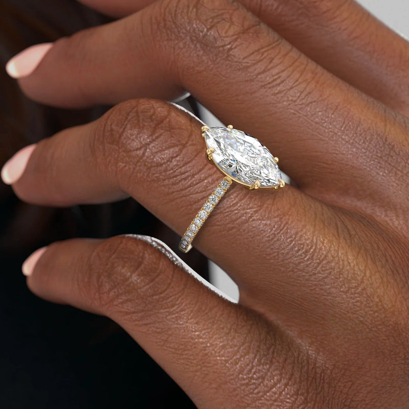 The Pave Eleanor Set With A 2 Carat Marquise Lab Diamond