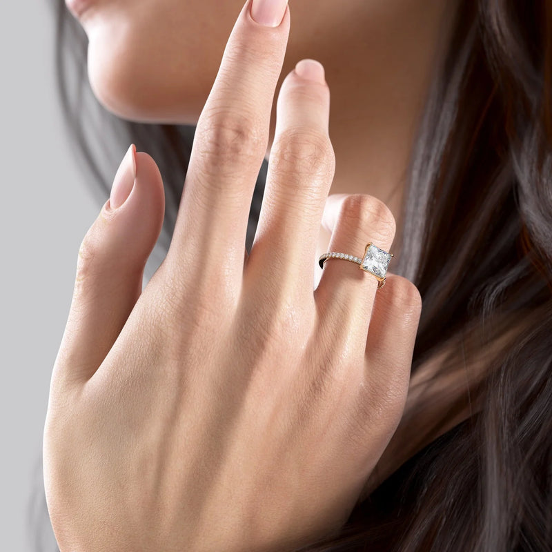 The Pave Eleanor Set With A 2 Carat Princess Lab Diamond
