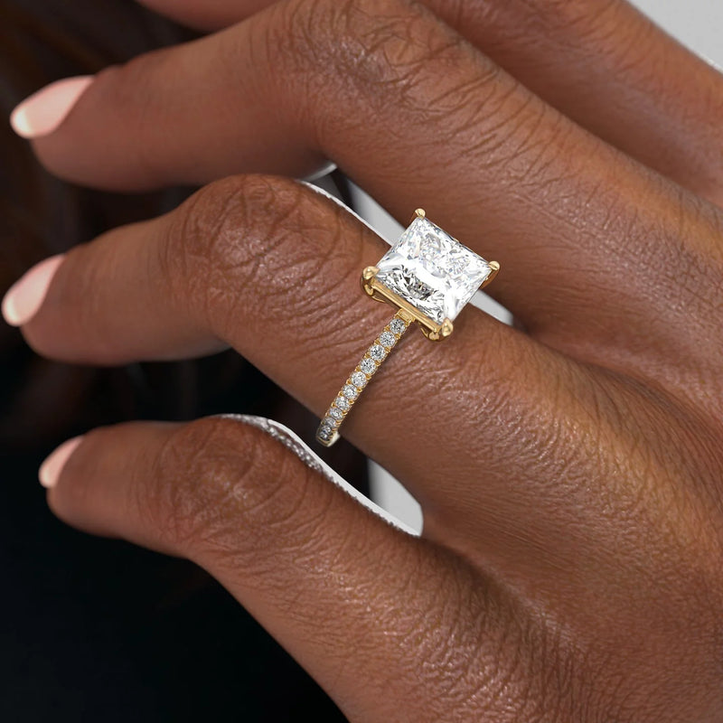 The Pave Eleanor Set With A 2 Carat Princess Lab Diamond