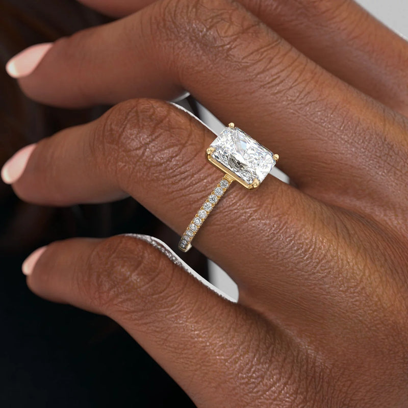 The Pave Eleanor Set With A 2 Carat Radiant Lab Diamond