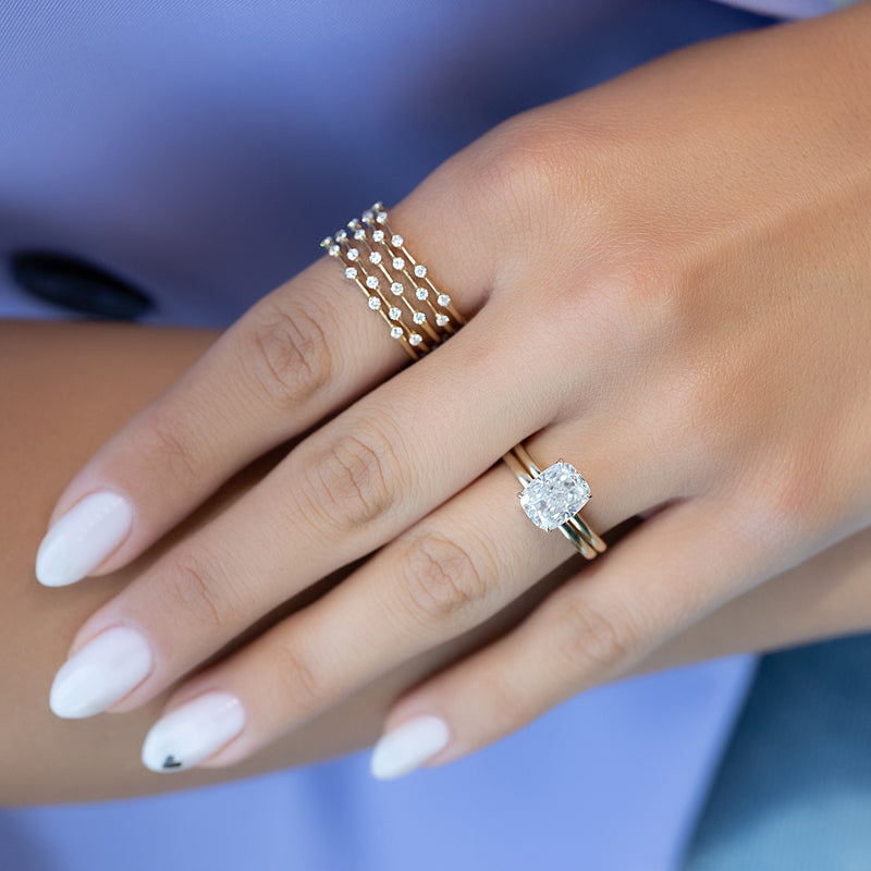 The Alison Set With A 2 Carat Elongated Cushion Lab Diamond