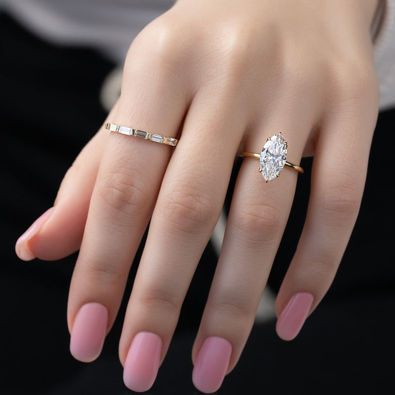 The Alison Set With A 2 Carat Marquise Lab Diamond