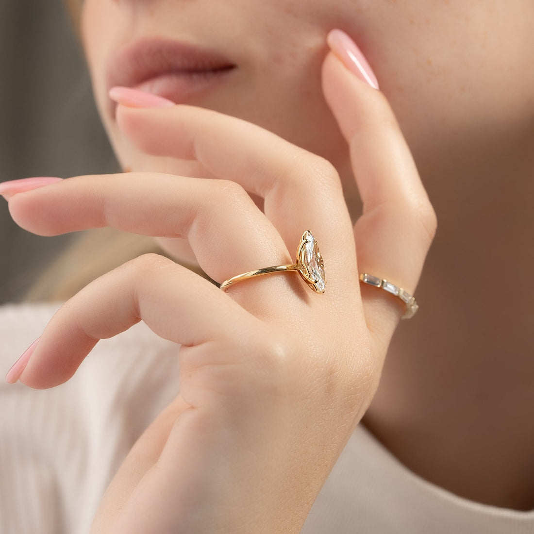 The Alison Set With A 2 Carat Marquise Lab Diamond