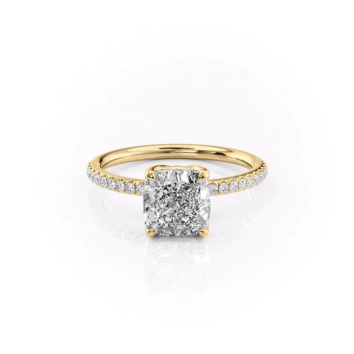 The Pave Alison Set With A 2 Carat Cushion Lab Diamond