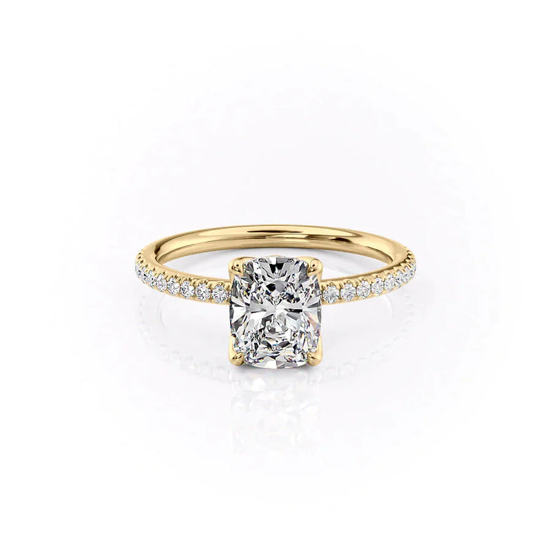 The Pave Alison Set With A 2 Carat Elongated Cushion Lab Diamond