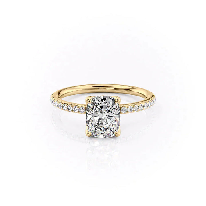 The Pave Alison Set With A 2 Carat Elongated Cushion Lab Diamond