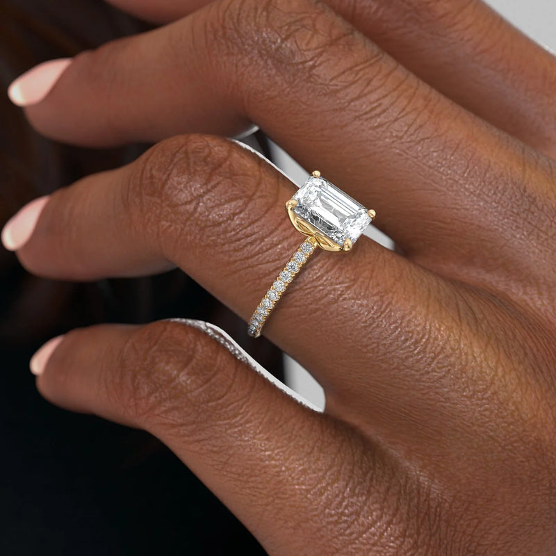 The Pave Alison Set With A 2 Carat Emerald Lab Diamond