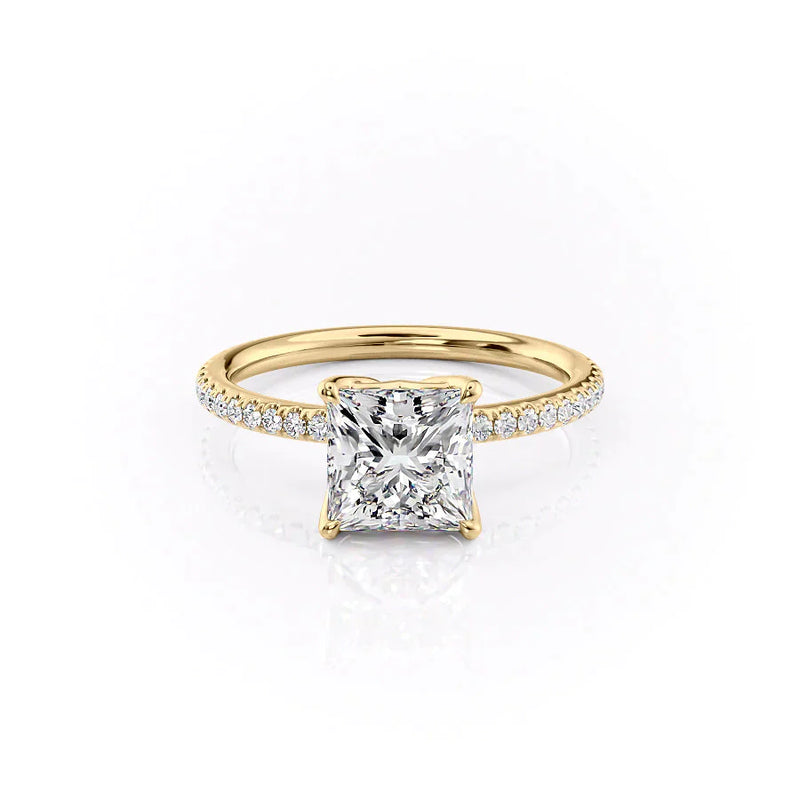 The Pave Alison Set With A 2 Carat Princess Lab Diamond