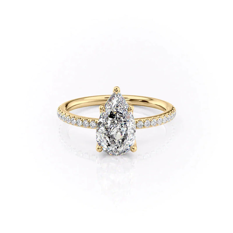 The Pave Alison Set With A 2 Carat Pear Lab Diamond