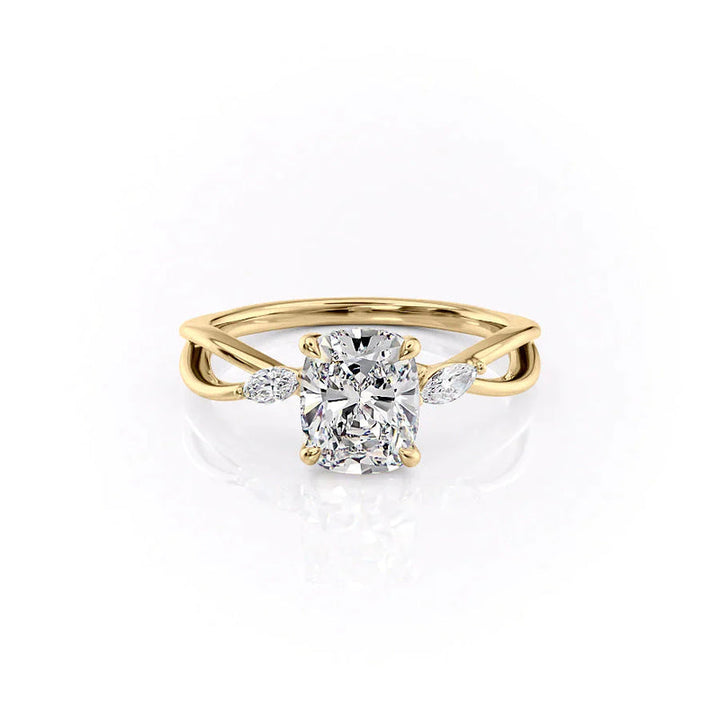 The Kelsey Set With A 2 Carat Elongated Cushion Lab Diamond