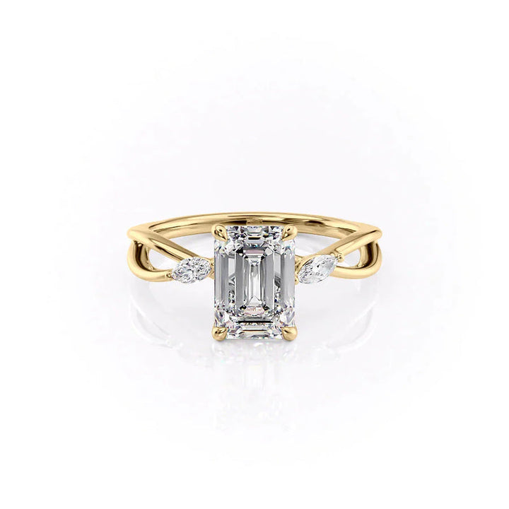 The Kelsey Set With A 2 Carat Emerald Lab Diamond