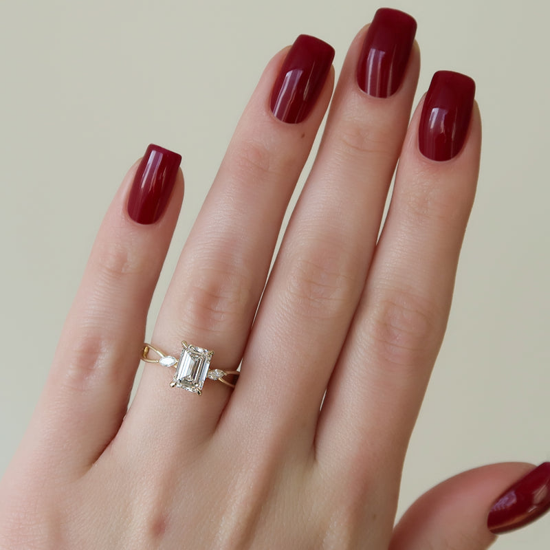 The Kelsey Set With A 2 Carat Emerald Lab Diamond