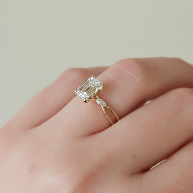 The Kelsey Set With A 2 Carat Emerald Lab Diamond