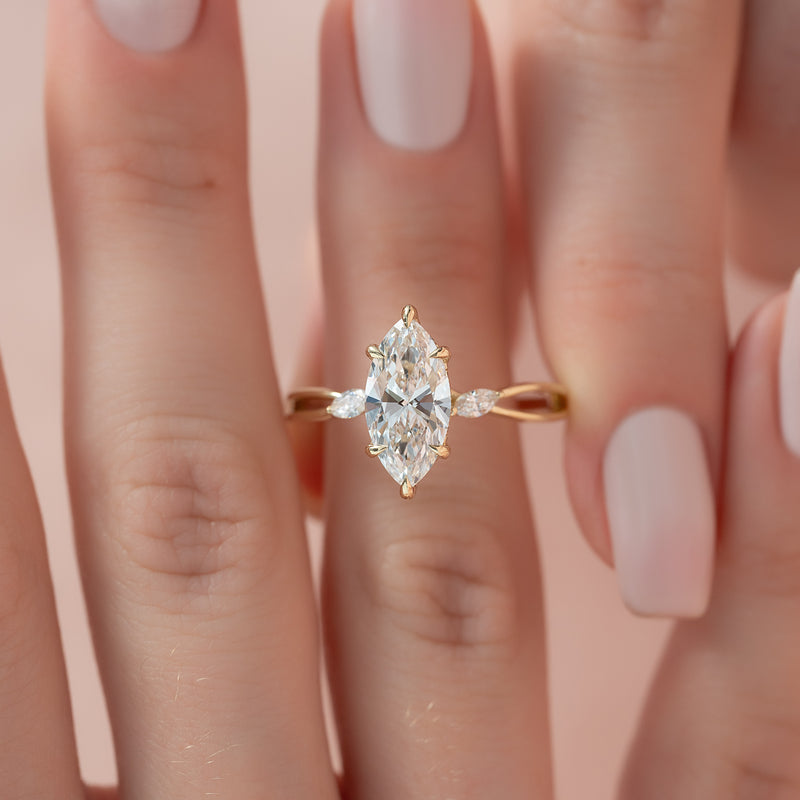 The Kelsey Set With A 2 Carat Marquise Lab Diamond
