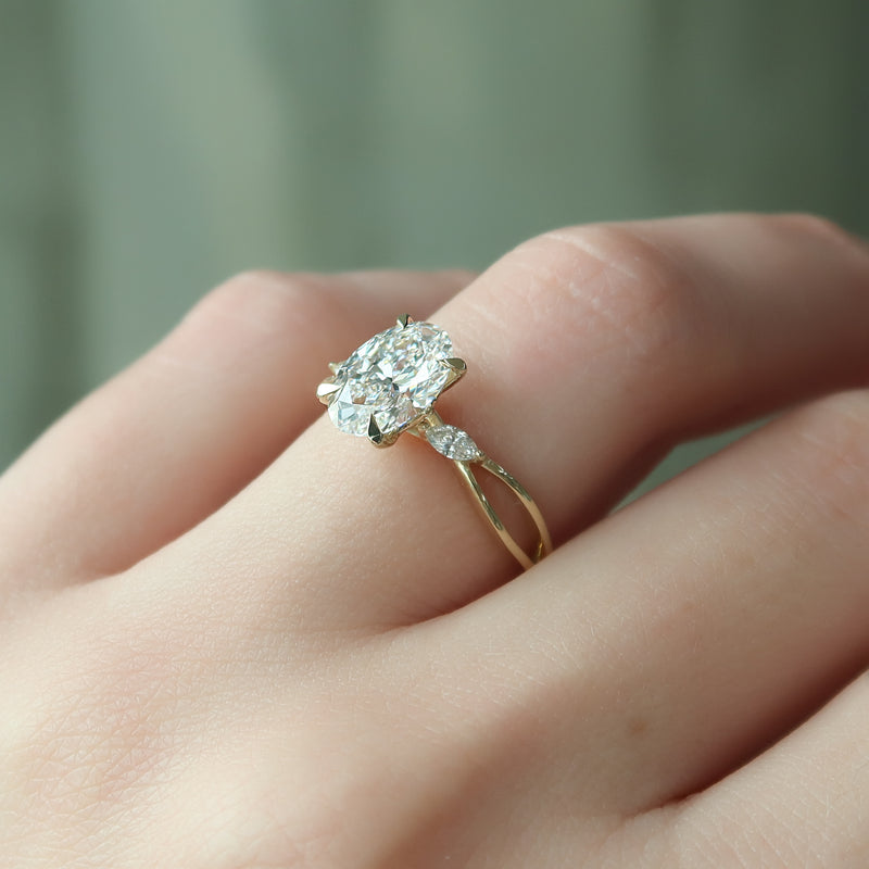 The Kelsey Set With A 2 Carat Oval Lab Diamond