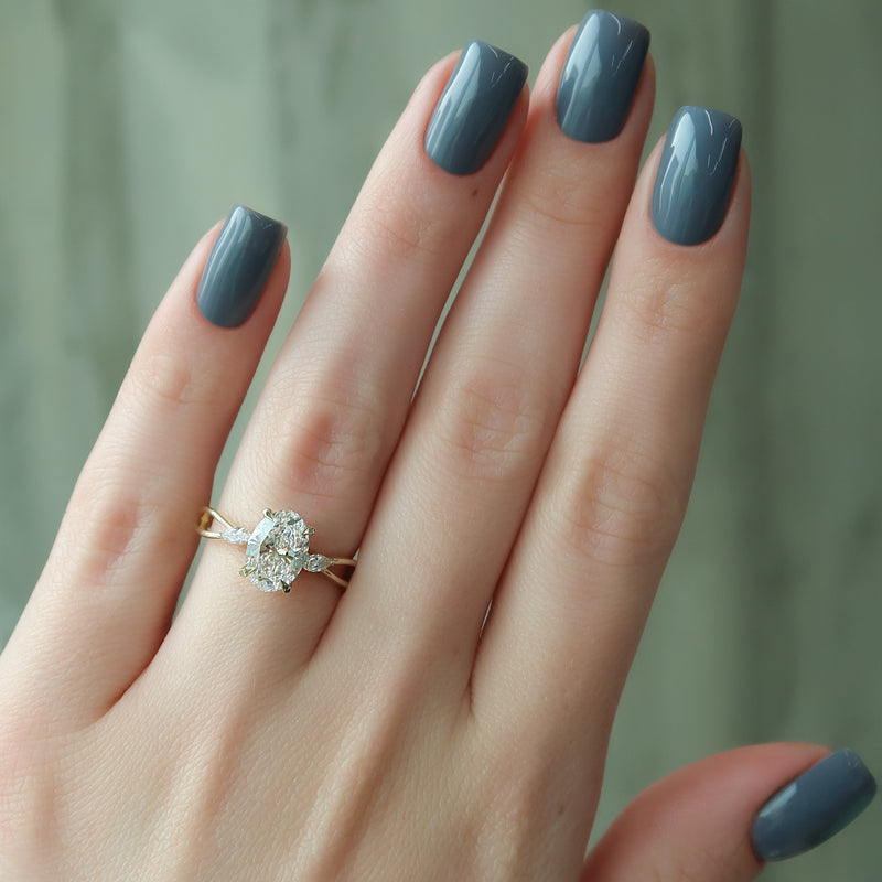 The Kelsey Set With A 2 Carat Oval Lab Diamond
