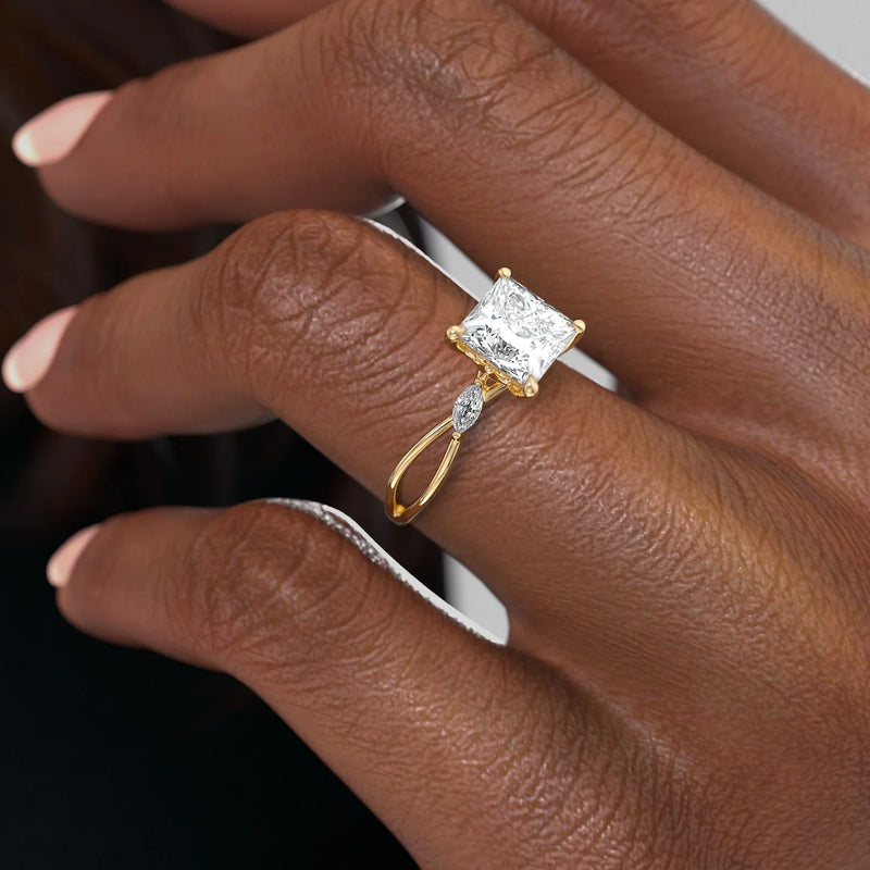 The Kelsey Set With A 2 Carat Princess Lab Diamond