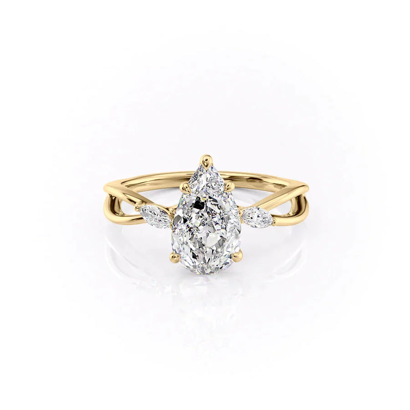 The Kelsey Set With A 2 Carat Pear Lab Diamond