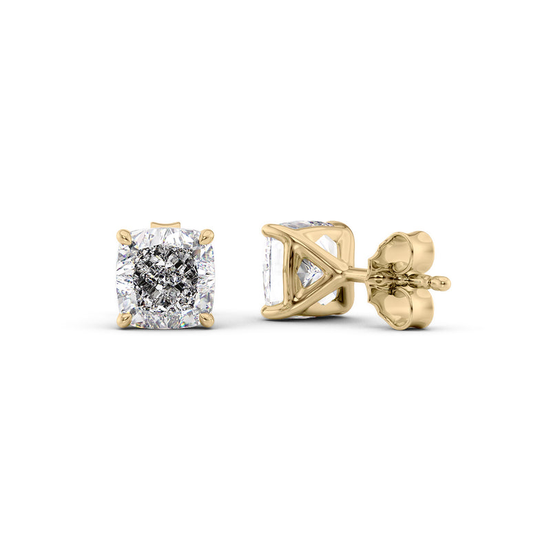 Stud Earrings Set With Cushion Lab Diamonds