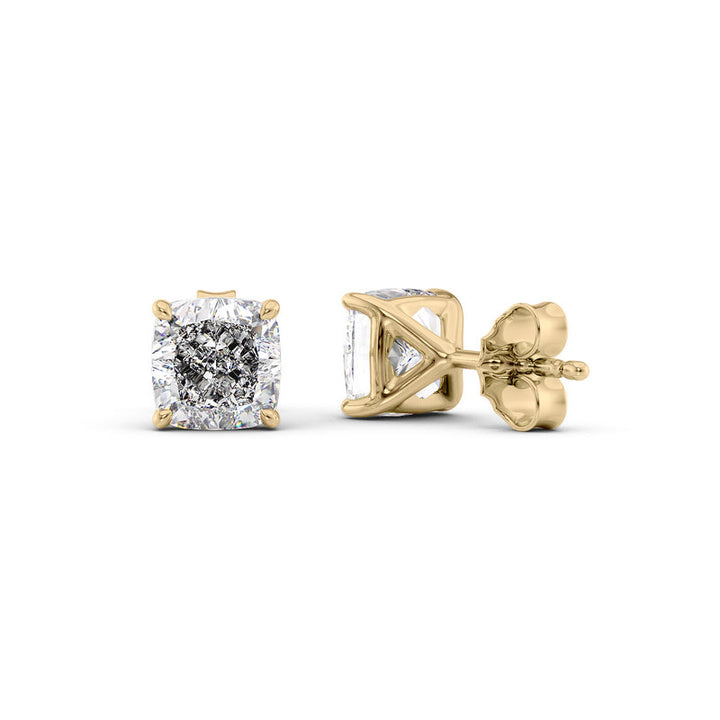 Stud Earrings Set With Cushion Lab Diamonds