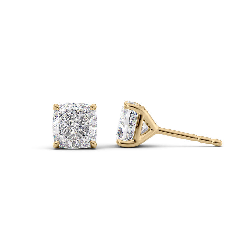 Stud Earrings Set With Cushion Lab Diamonds