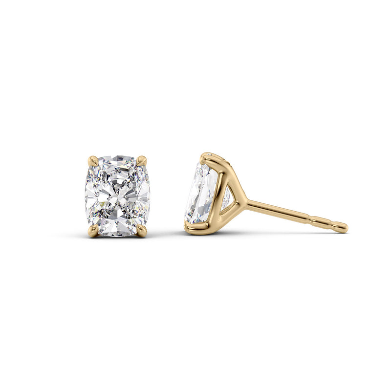 Stud Earrings Set With Elongated Cushion Lab Diamonds