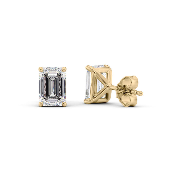 Stud Earrings Set With Emerald Lab Diamonds