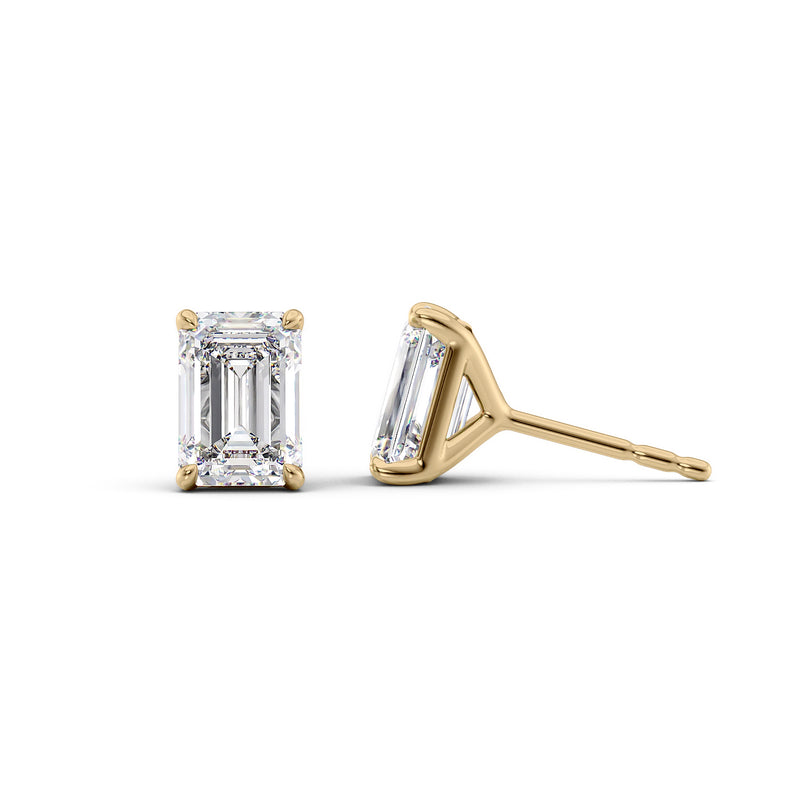 Stud Earrings Set With Emerald Lab Diamonds