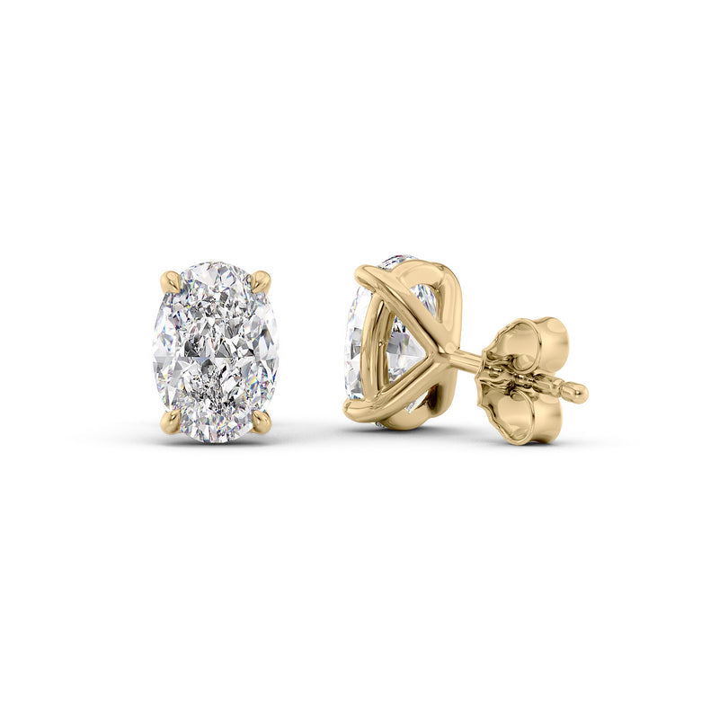 Stud Earrings Set With Oval Lab Diamonds