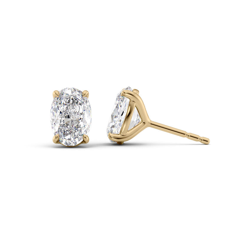 Stud Earrings Set With Oval Lab Diamonds