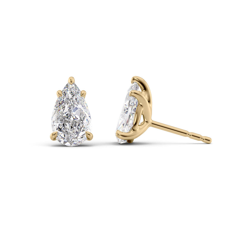 Stud Earrings Set With Pear Lab Diamonds