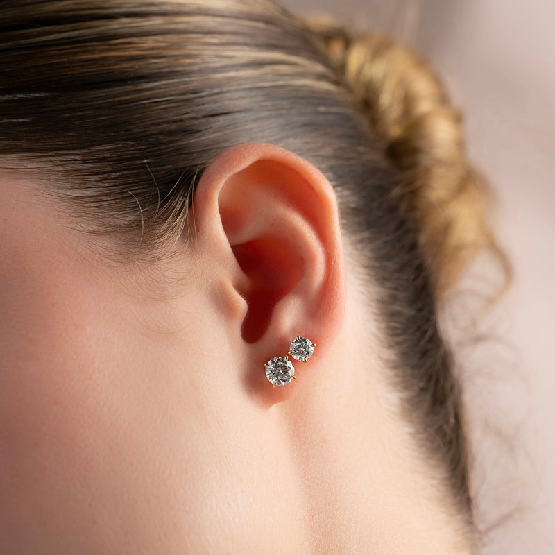 Stud Earrings Set With Round Lab Diamonds