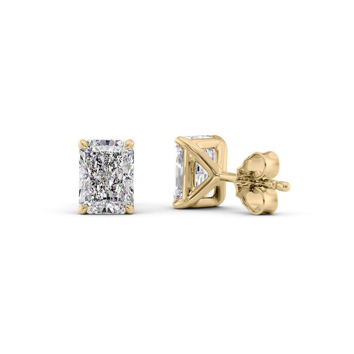 Stud Earrings Set With Radiant Lab Diamonds