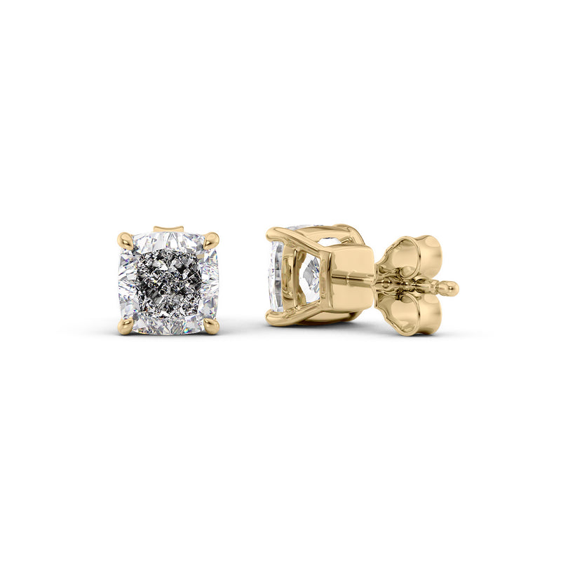 Basket Stud Earrings Set With Cushion Lab Diamonds