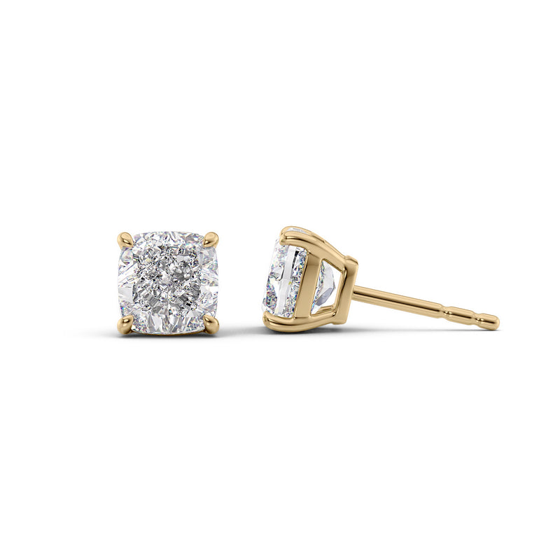 Basket Stud Earrings Set With Cushion Lab Diamonds