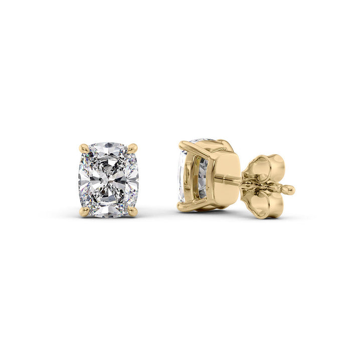 Basket Stud Earrings Set With Elongated Cushion Lab Diamonds